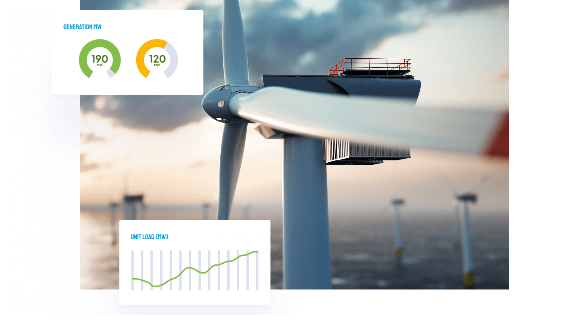 A close up image of a large wind turbine with Asset Intellect graphs laid on top of it (1)