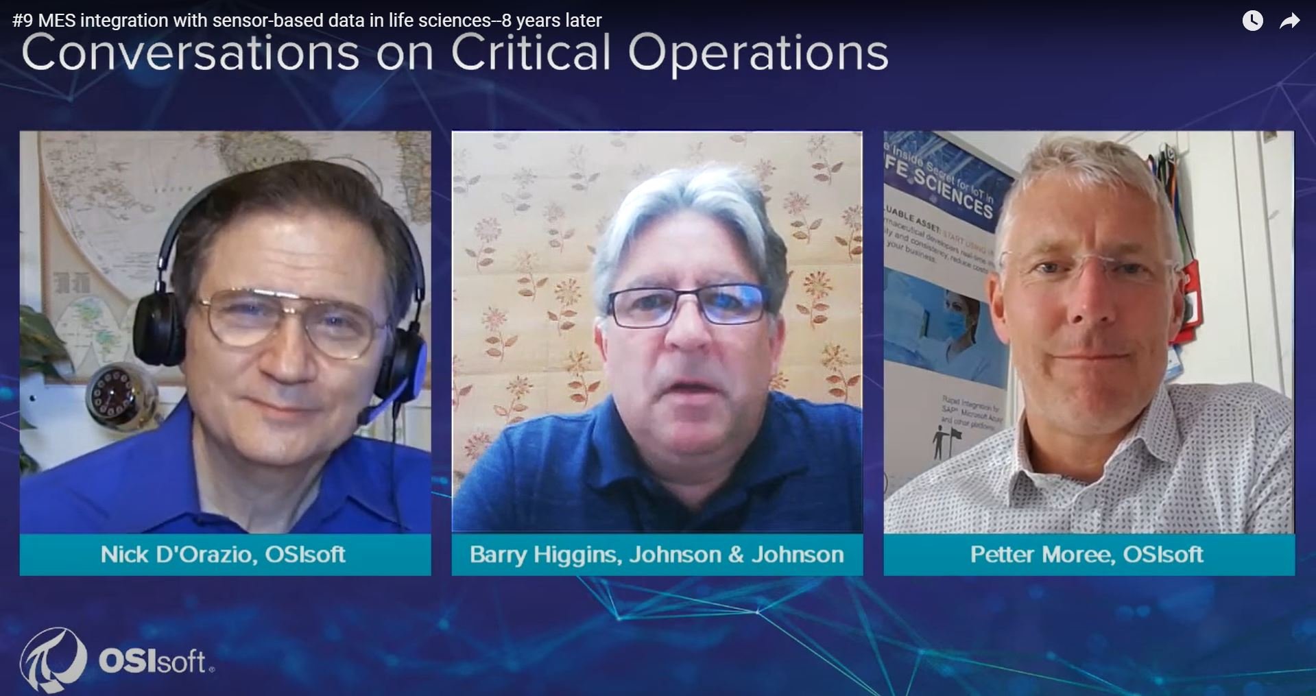 Three men on a zoom call talking having a call MES integration with sensor-based data in life sciences