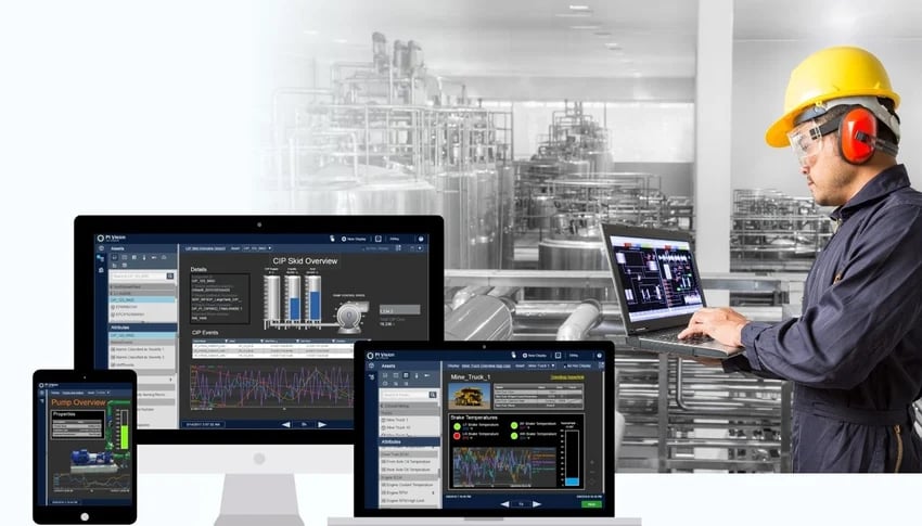 Technician operating PI software