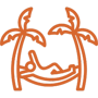 retirement hammock between two trees icon